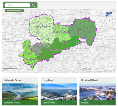 Bildausschnitt Webportal - Reiseregionen in Sachsen