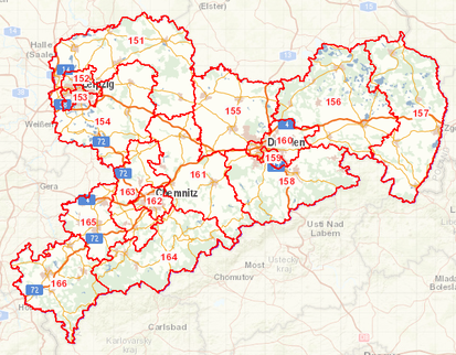 Bildausschnitt der Karte Wahlkreise
