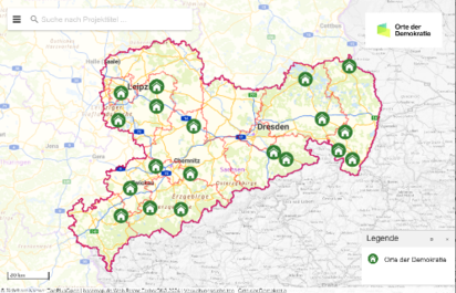 Digitale Karte zum Förderprogramm „Orte der Demokratie“