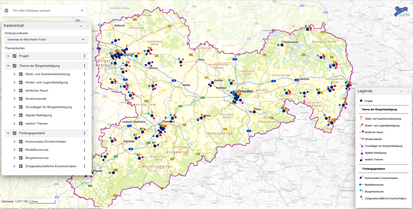 Digitale Karte für alle Projekte des Förderprogramms „Bürgerbeteiligung in Sachsen“
