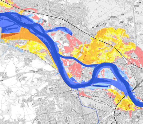 Beispielkartenausschnitt der Hochwassergefahrenkarte