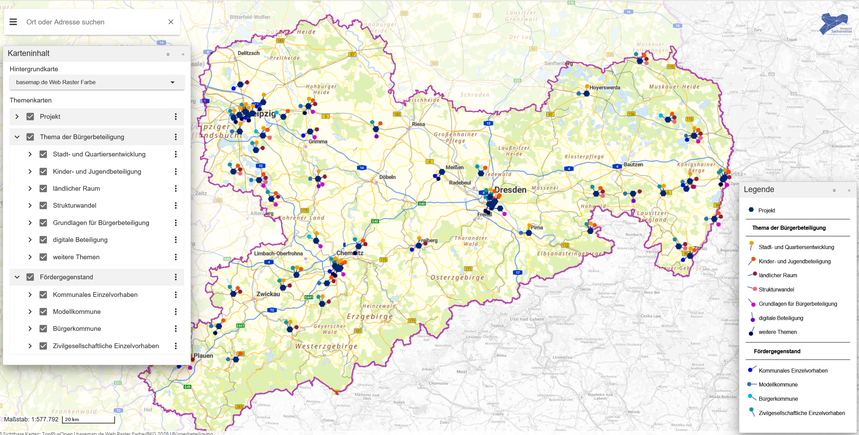 Kartenaussschnitt Bürgerbeteiligung Sachsen