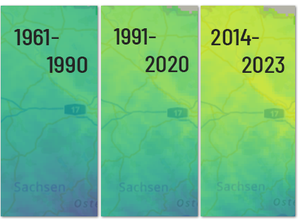 Beispielausschnitte Jahresmitteltemperaturen