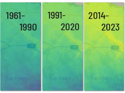 Beispielausschnitte Jahresmitteltemperaturen