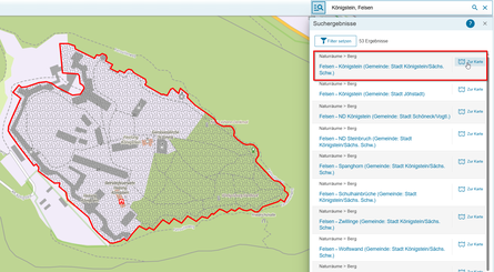 Kartenausschnitt Felsen Königstein