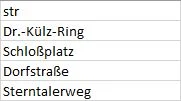 Beispiel Spalte "str"