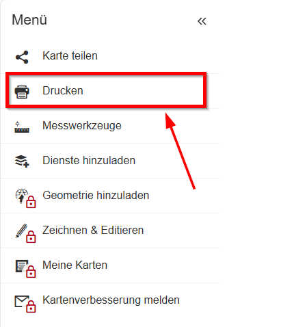 Hilfe - Menüpunkt Drucken