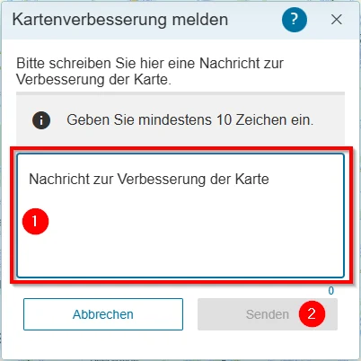 Hilfe - Kartenverbesserung melden