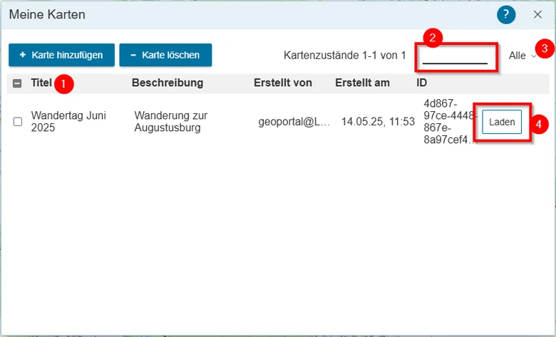Hilfe - Meine Karten - Karte laden