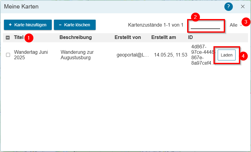 Hilfe - Meine Karten - Karte laden