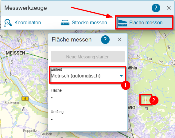 Hilfe - Fläche messen