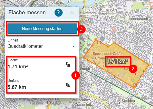 Hilfe - Fläche messen