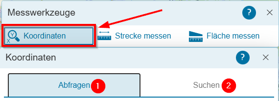 Hilfe - Messwerkzeug Koordinaten