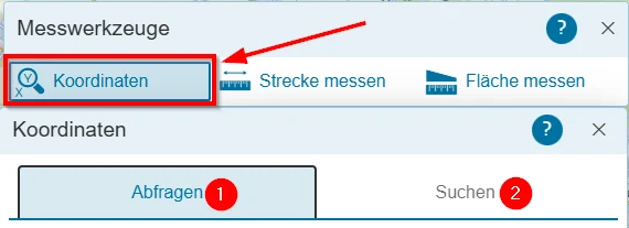 Hilfe - Messwerkzeug Koordinaten