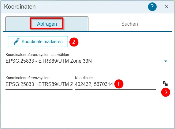 Hilfe - Messwerkzeug Koordinaten Abfragen und Umwandeln