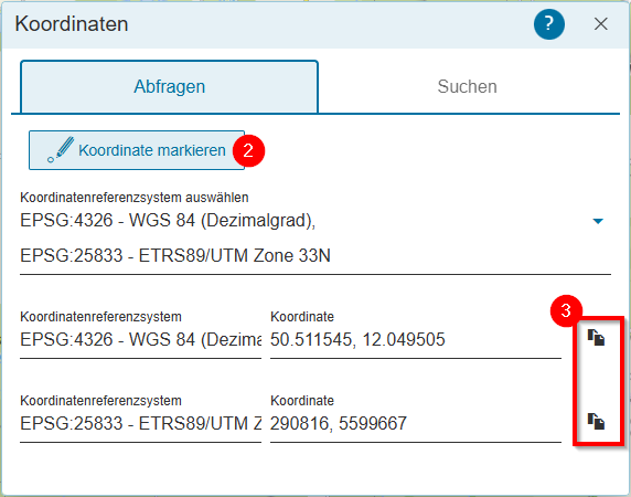Hilfe - Messwerkzeuge Koordinaten umwandeln