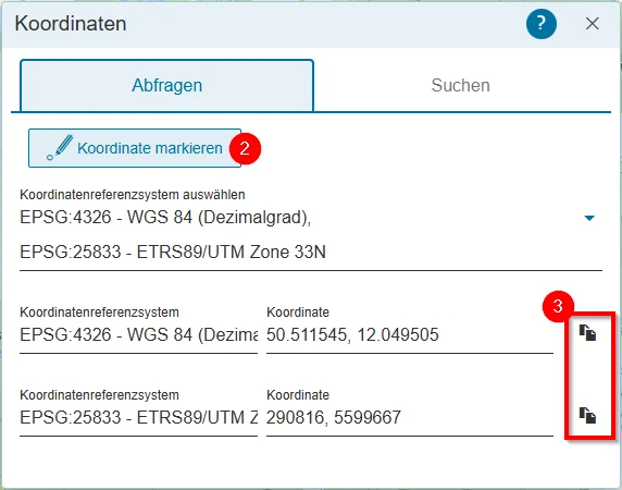 Hilfe - Messwerkzeuge Koordinaten umwandeln