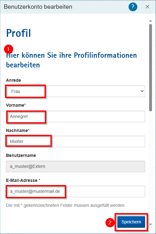 	Hilfe - Profil bearbeiten - Nutzerdaten