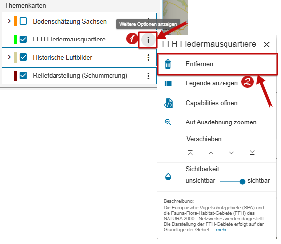 Beispielausschnitt Karte entfernen