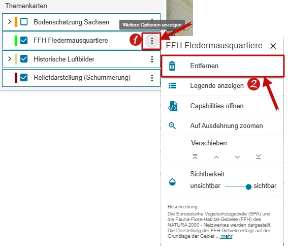 Beispielausschnitt Karte entfernen