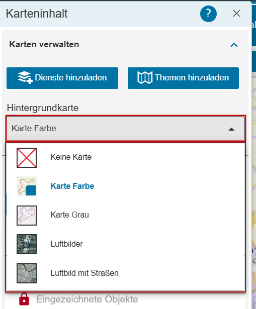 Beispielausschnitt Hintergrundkarte ändern