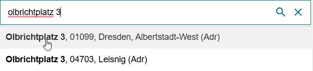 Adresse in Suchfeld eingeben.
