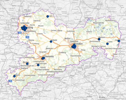 Kartenviewer-Anwendung: Referentinnen- und Referentenkarte der Medienbildung in Sachsen